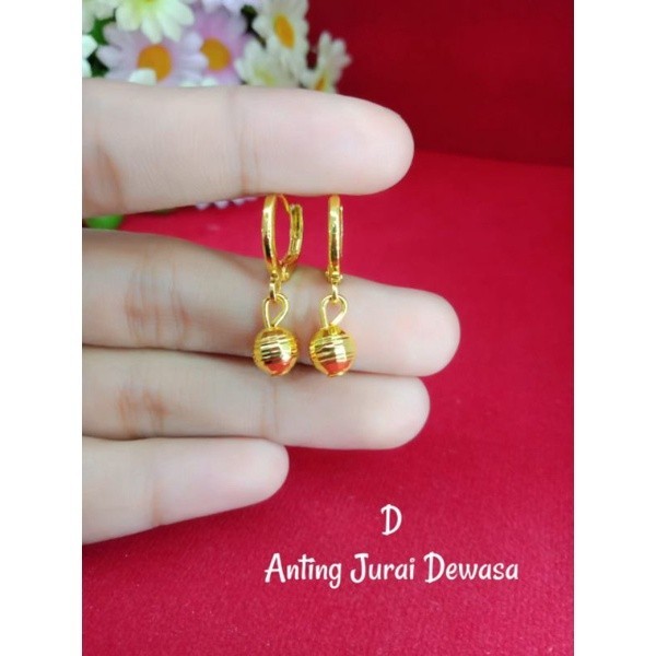 anting emas muda atau emas kadar rendah/emas 18k anting jurai mirip emas asli24k anti karat ada sura