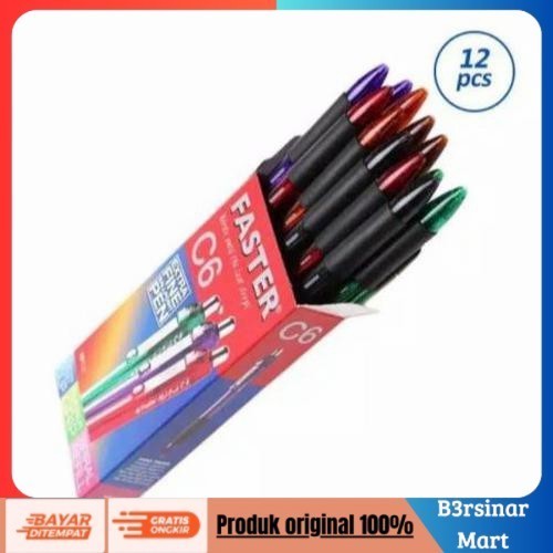 

[BAYAR DI TEMPAT] PROMO PULPEN FASTER C6 0.5 PER LUSIN HTM/BIRU Hitam COD