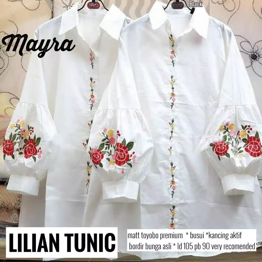 Blouse PUTIH Super Jumbo Bordir Asli LD 128 Premium Baju Original SOLO/Suchi Tunik 3 by Mumu Fashion