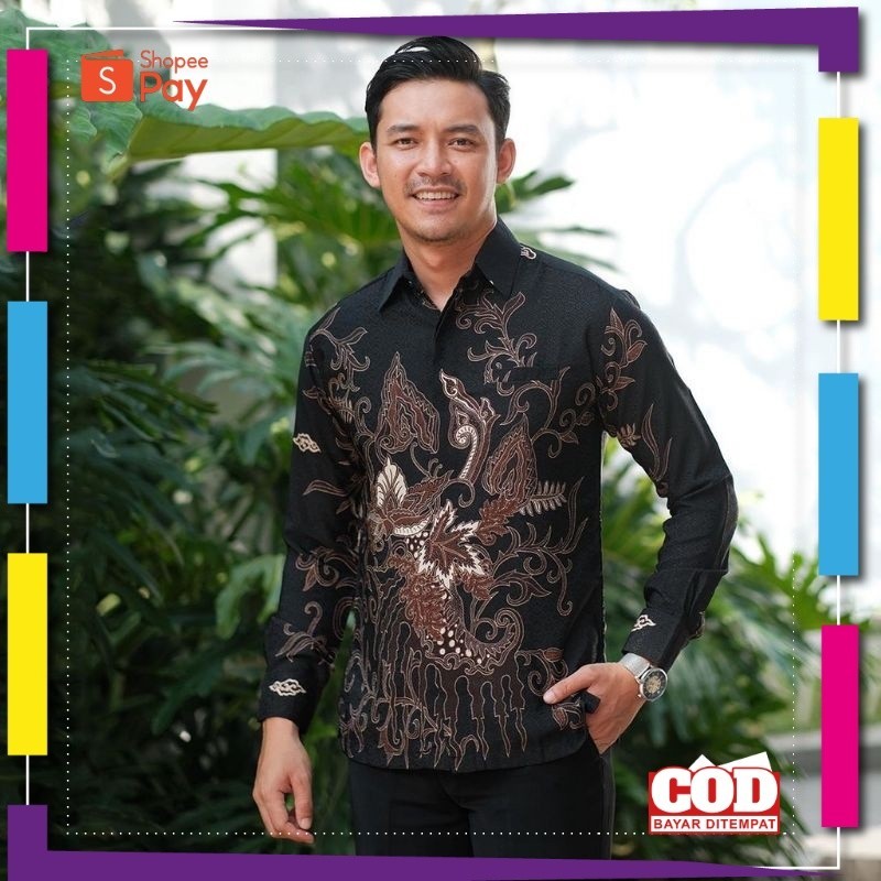 KAIN LEMBUT HALUS ADEM TEBAL / BATIK OFFICIAL - BIANCA NUDE BAJU BATIK PRIA LENGAN PANJANG - KEMEJA 
