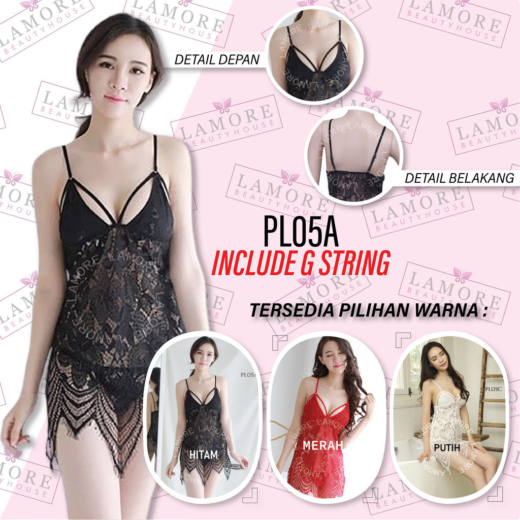 Baju Tidur Jumbo Sleepwear Lingerie Bigsize Fit To L Hitam Pl05A