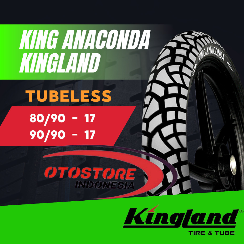 Ban Kingland Tubeless 80/90-17 90/90-17 Anaconda King Annaconda Ban Luar Matic Ring 14 Semi Trail Du