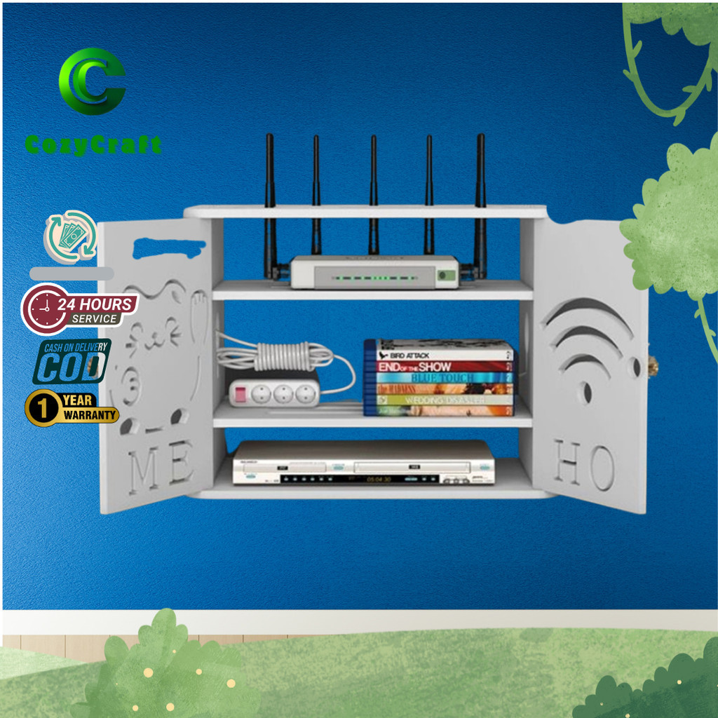 CozyCraft - Rak Karakter Motif Kucing Tempat Dvd Player Kaset Radio Koleksi Tape Recorder Dekrasi Di