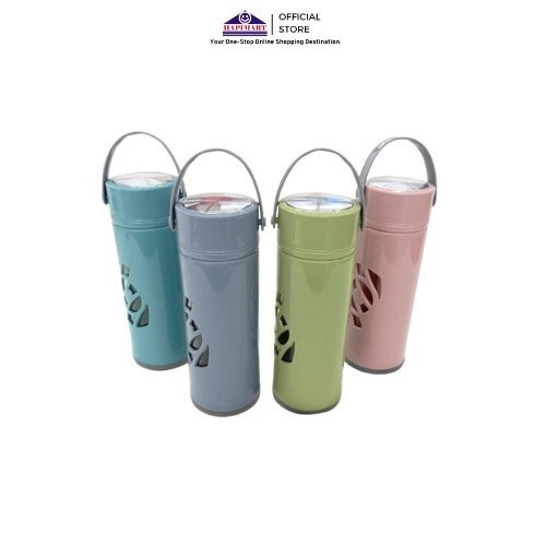 Botol Air Minum Double Layer Kaca Cover Plastik Lucu Warna Pastel 480 ML Free Sticker 8812 Botol Min