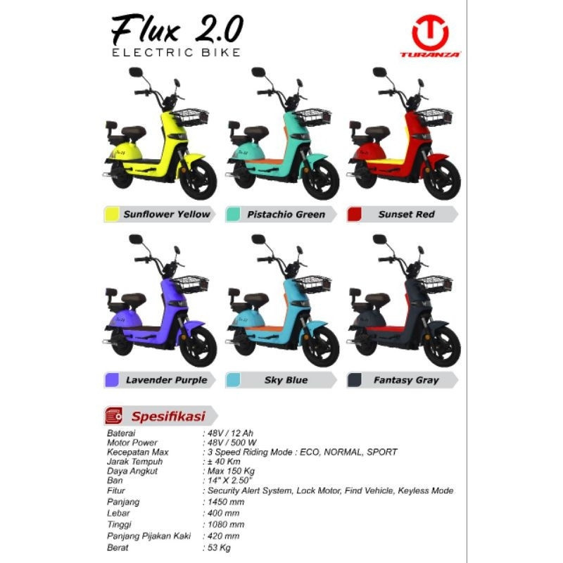 Sepeda Listrik Electric E Bike TURANZA FLUX 2.0 BY PACIFIC 500 Watt MURAH KREDIT CICILAN GARANSI RES