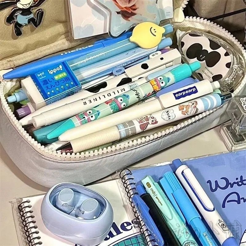 

ATH Pencil Case Tempat Pensil Retro Heart Zipper Large Capacity Stationery Cosmetic Pouch