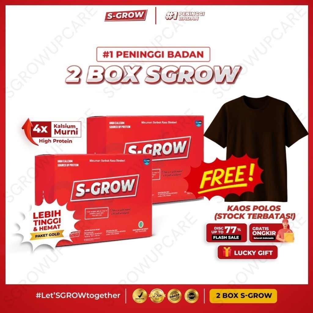 

S-GROW 2 Box Susu Peninggi Badan Terbaik FREE KAOS MDR11