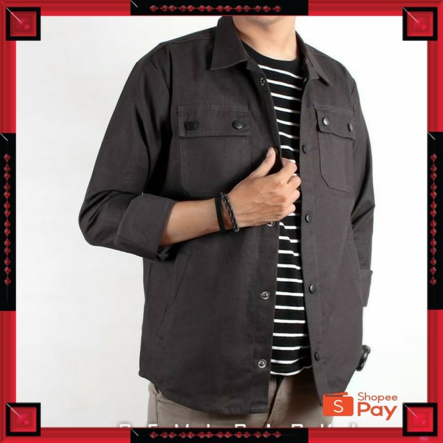 KAIN ADEM LEMBUT HALUS TEBAL / Kemeja Pria Semi Parka Casual Terlaris Lengan Panjang Size S M L XL X