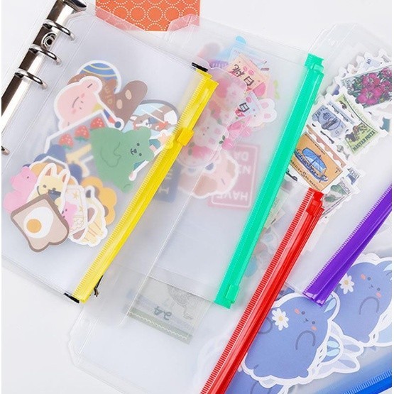 

Ziplock Zipper Sleeve WARNA WARNI Binder A5 6 lubang / zipper A6