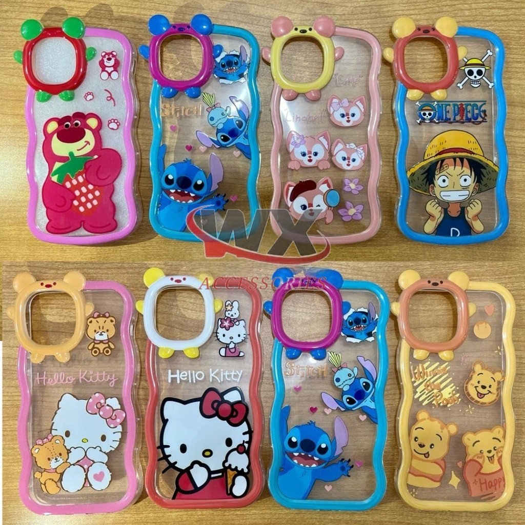 [ Oppo A5S / A12 / A15 / A16 / A17 / A17K / A77S / A78 5G ] CASE WAVE GELOMBANG CURLY KARAKTER LUCU 