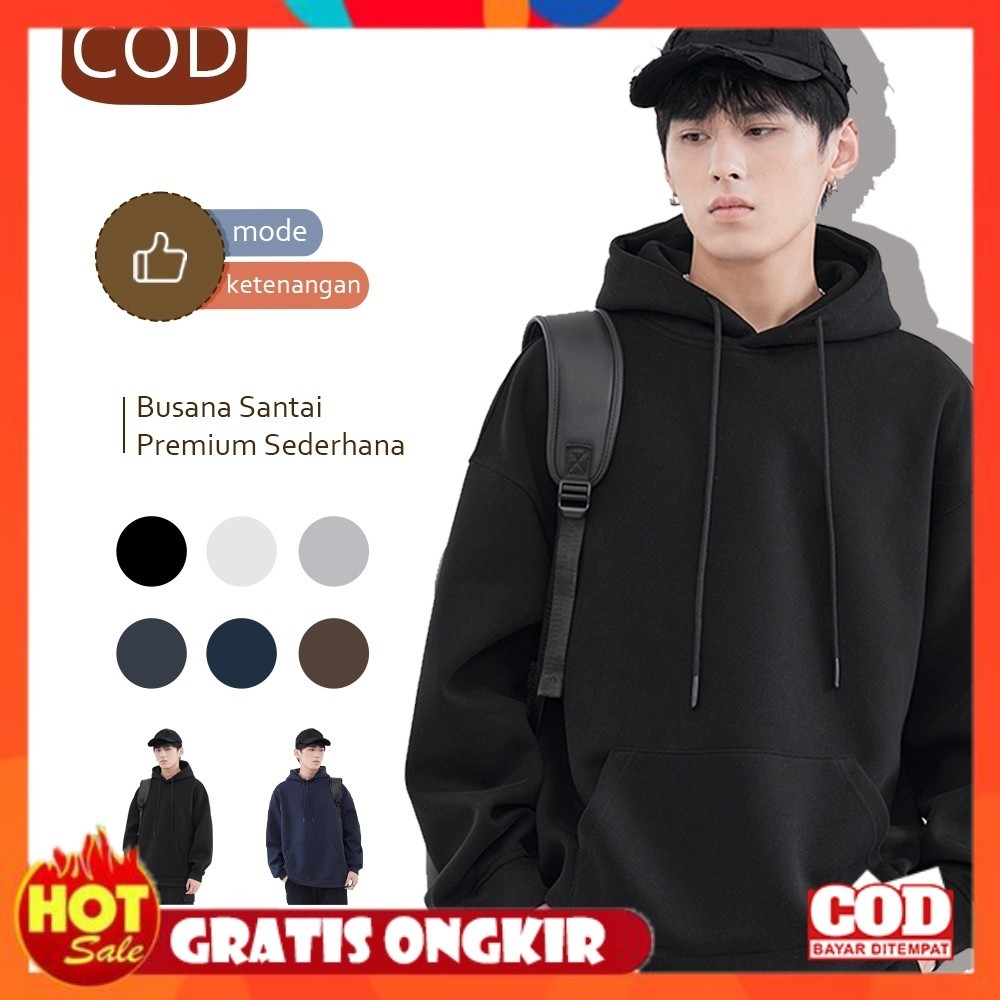 [PREMIUM ORIGINAL] Hoodie Polos Tebal Pria || Hoodie Polos Premium || Hoodie Boxy Oversize Polos Pri