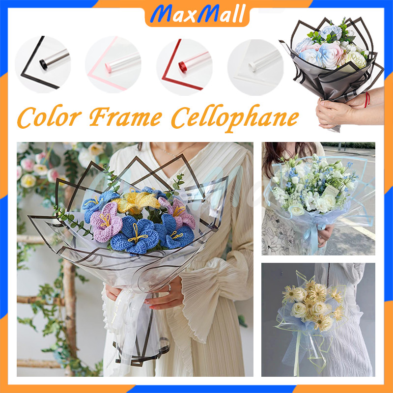 

58 x 58CM 20PCS Cellophane Wrapping Paper Kertas Bunga Kertas Buket Bunga Opp Transparan Color Frame Cellophane Transparent Cellophane Transparent Waterproof Kertas Bunga Kertas Bunga Wrapping Paper