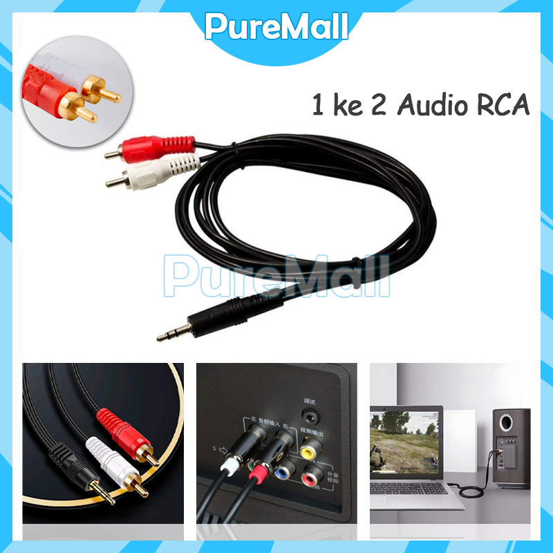 Jack Audio Rca 2 In 1 / Kabel Rca 2-1 / Kabel Av Audio 2 In 1 1,5 Meter