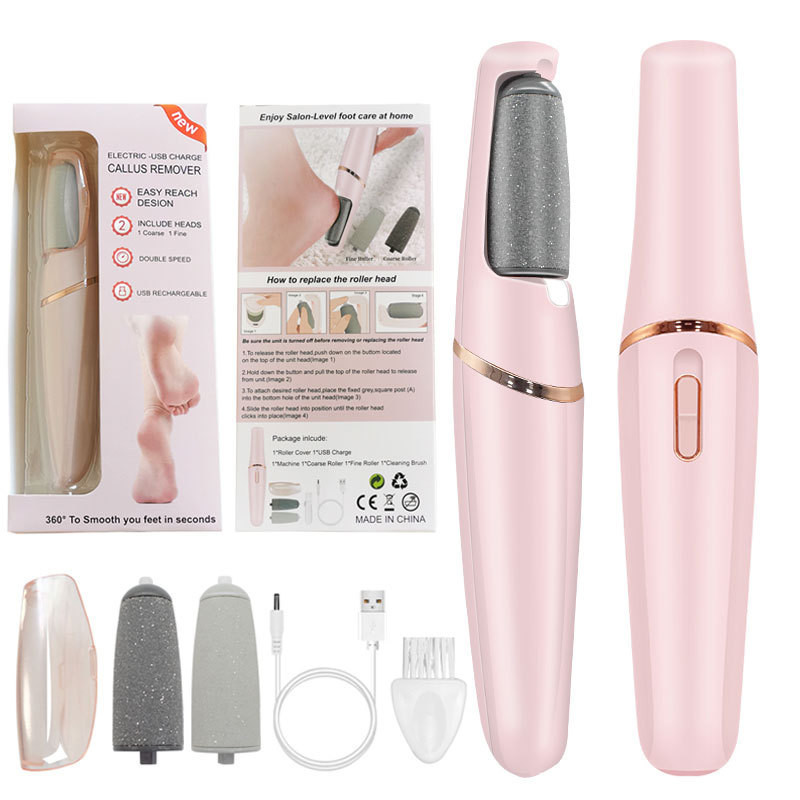 Electric Foot File Callus Remover  for Heels Dead Skin USB Charge Easy Reach Desion Coarse Fine Doub