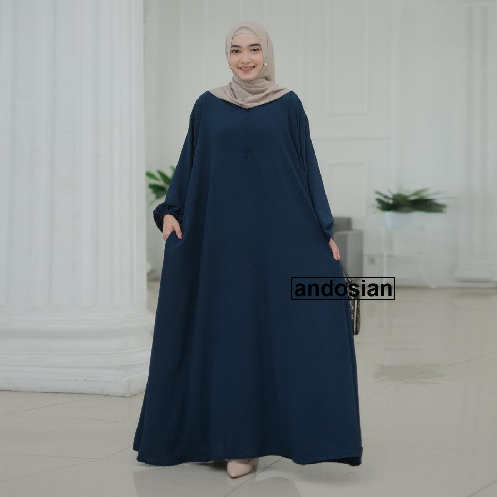 MIVE DRESS - LD 130 150 Luxury Soft Long Gamis Abaya Style Crinkle Airflow Busui Jumbo Polos//BAJU W