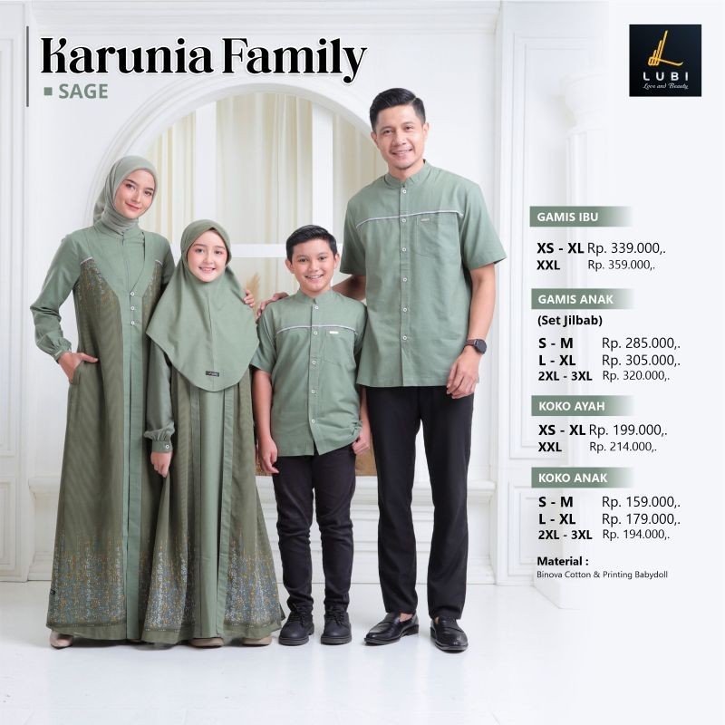 Karunia Family by Lubi | Sarimbit Keluarga Lubi | Sarimbit Lubi Terbaru | Gamis Lubi | Koko Lubi | G