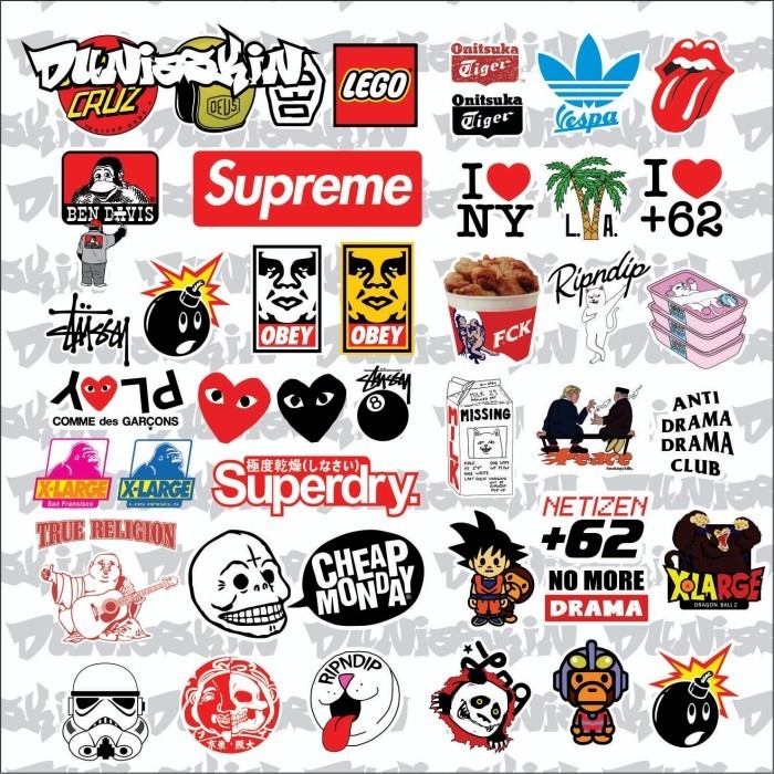 sticker koper rimowa travel label BRANDED LOGO SUPREME CDG