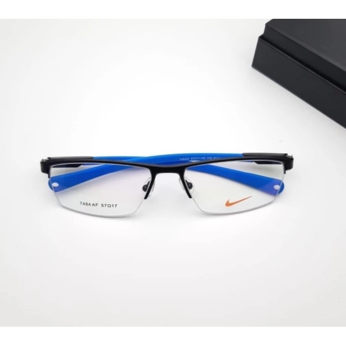 Frame kacamata minus pria sporty half frame nike 7484 grade original