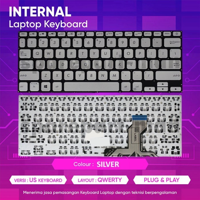 Keyboard Laptop NEW Asus Vivobook 14 X420 A420 A420u A420ua SILVER
