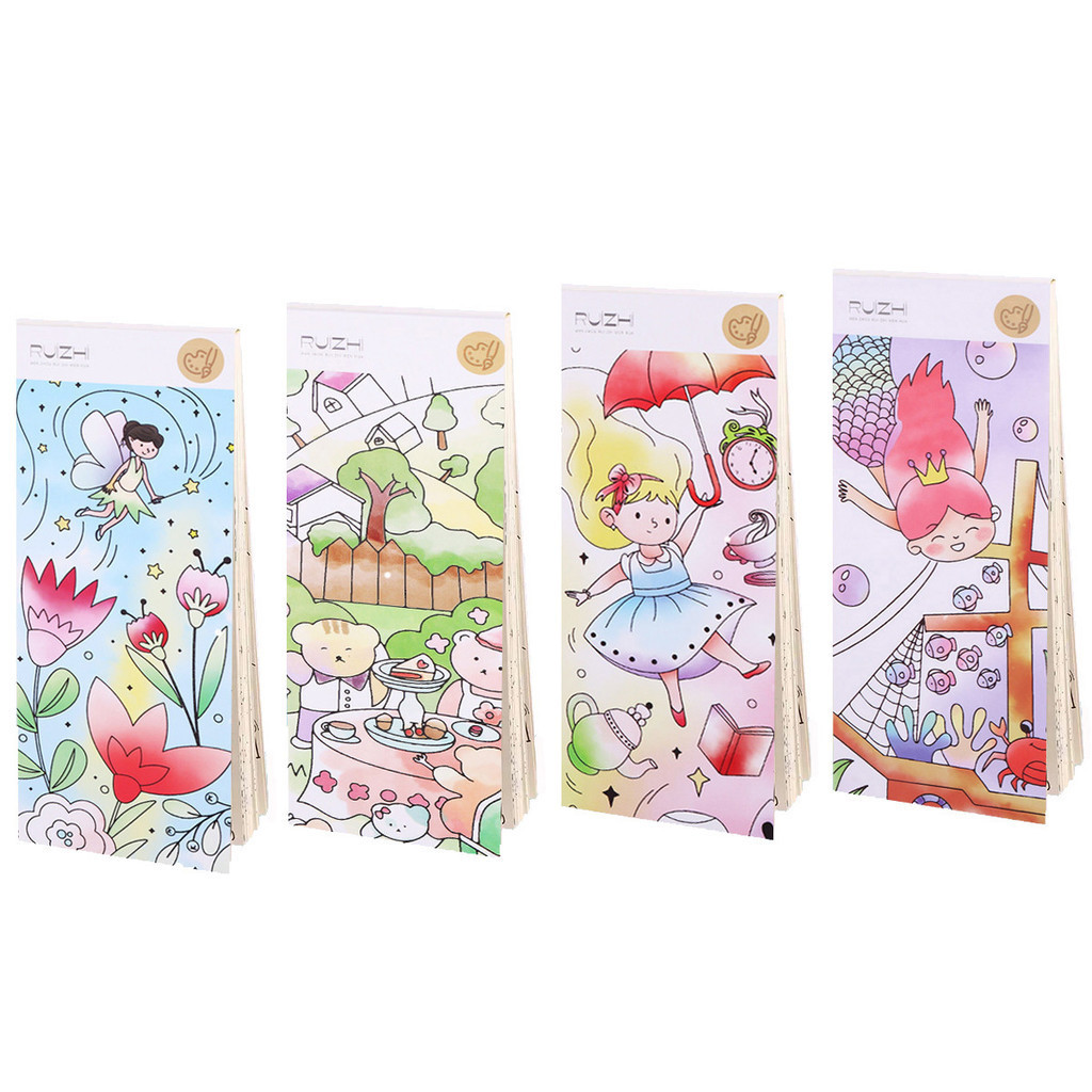 

2 books/24 pages drawing painting colored graffiti paper bookmark watercolor book Portable sticky note Children educational toys