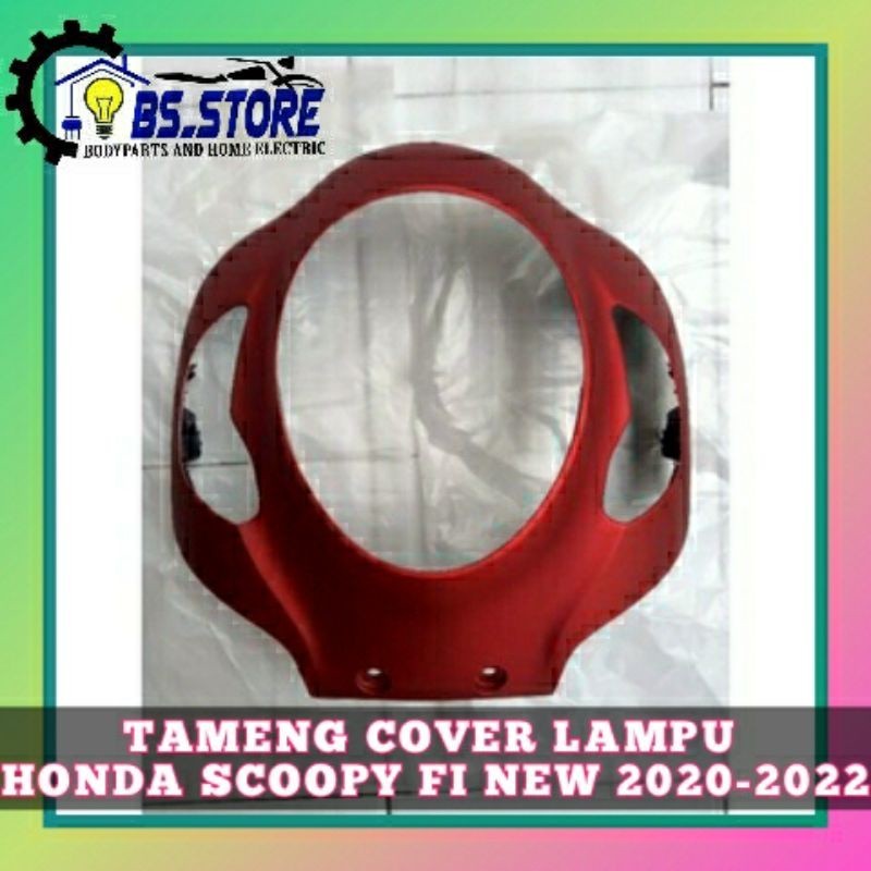TAMENG COVER FRONT LAMPU DEPAN HONDA SCOOPY FI LED NEW 2020 2021 2022 MERAH DOFF | COVER LAMPU HONDA