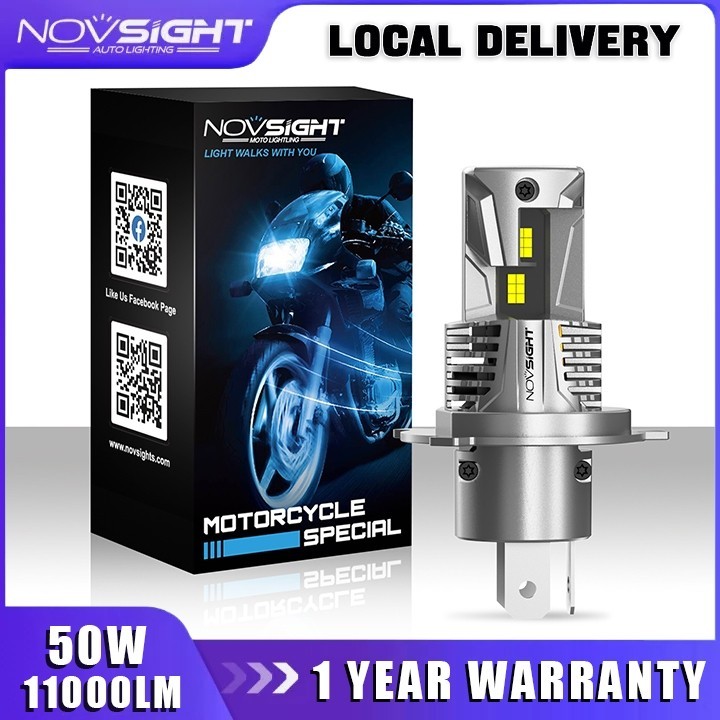 Novsight N62 H4 50W 11000LM Bohlam Lampu Depan LED Sepeda Motor 6500K Lampu Putih Lampu Depan Dekode