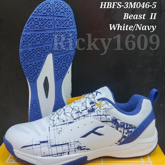 SEPATU BADMINTON HUNDRED BEAST II / SEPATU HUNDRED BEAST 2  ORIGINAL  WHITE/NAVY