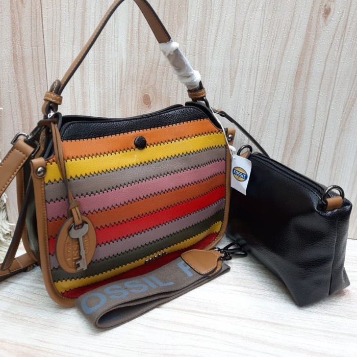 TAS FOSSIL WANITA RAINBOW 3707 - Hitam