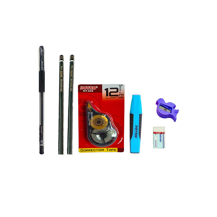 

Paket Alat Tulis Sekolah Merk Joyko / Perlengkapan Sekolah / Kantor / Atk Pulpen Gel / Pensil 2B / Penghapus / Rautan Unik / Tip Ex Kertas / Penanda Warna