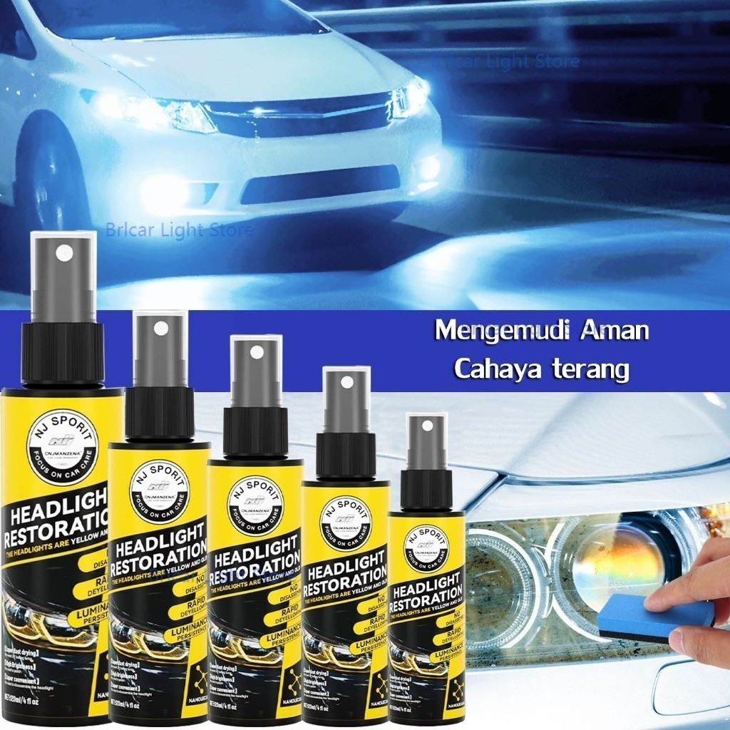 120ml Headlight Restorer Lamp Pembersih Kaca Lampu Mobil Kuning Pengkilap Headlamp Polish Mika Lampu