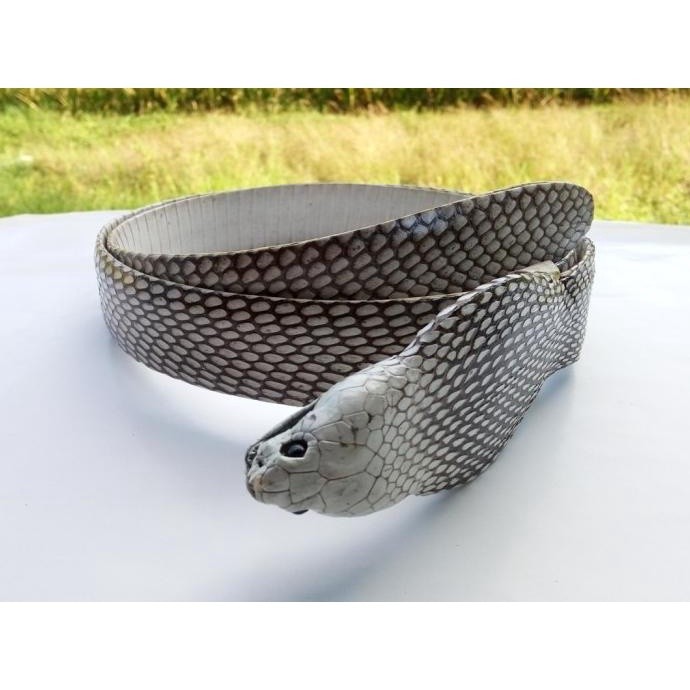 Sabuk / Ikat Pinggang Kulit Ular Cobra Asli Kepala Cobra Asli Limited