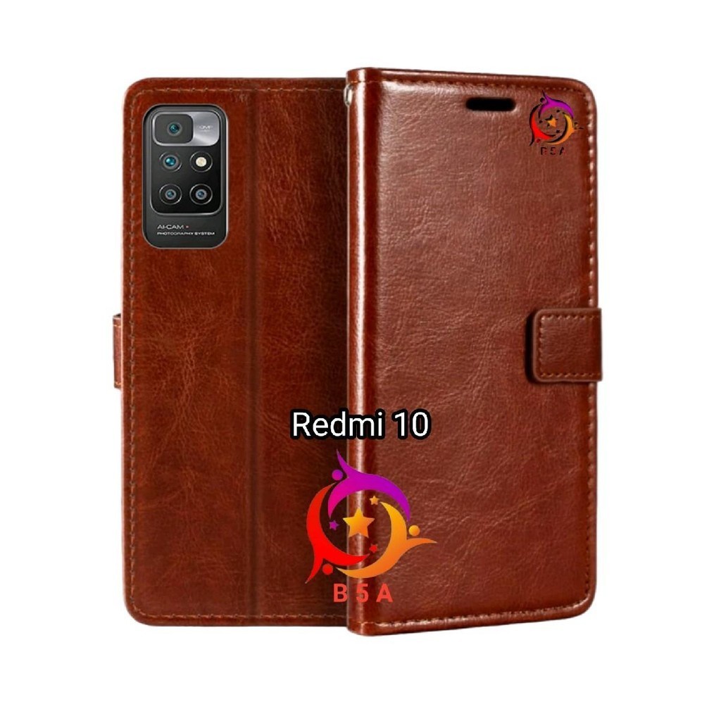 Case XIAOMI REDMI 10 Flip Cover Wallet Leather Casing Dompet Kulit ( Case REDMI 10 ) Slot Card Warna