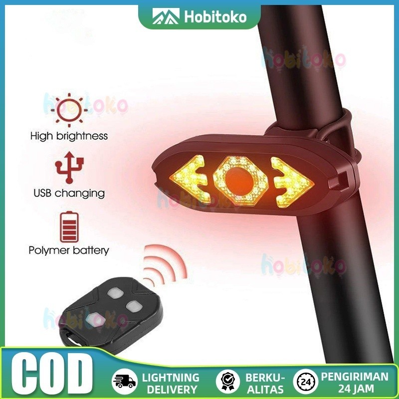 Lampu Sein Sepeda USB Wireless Rechargeable Waterproof Tanpa Kabel