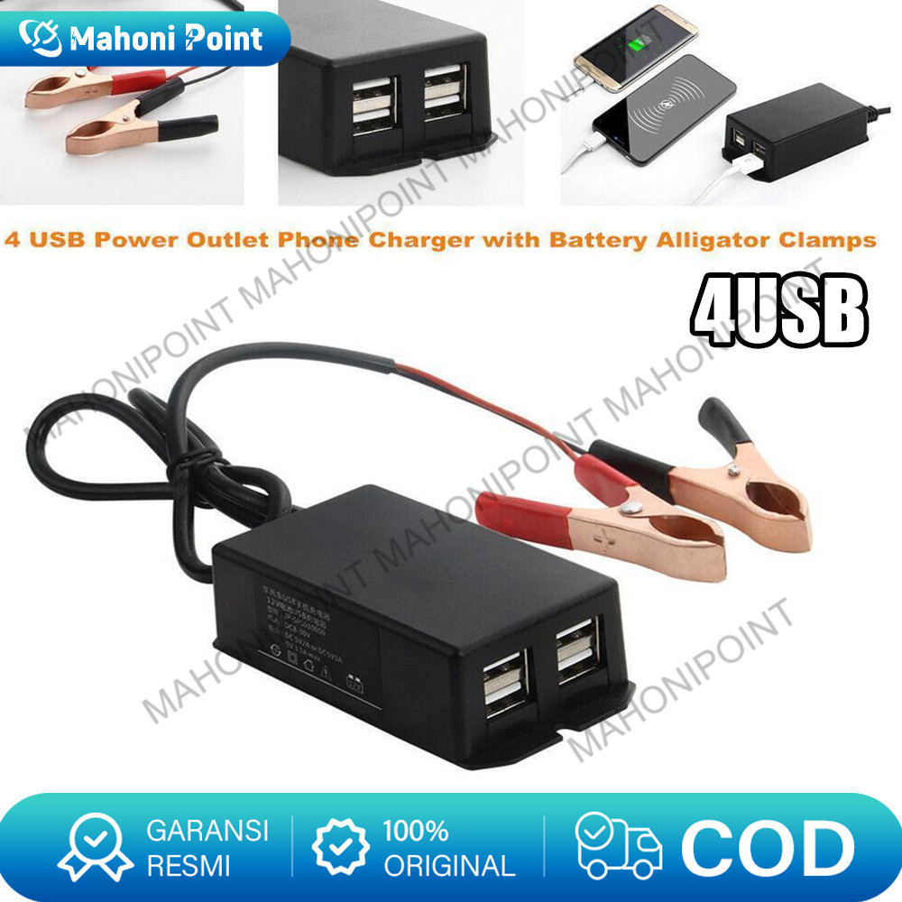 4 USB Charger Aki di Motor - Sambungan Charger HP ke Aki Motor - Casan HP di Motor - Charger Motor
