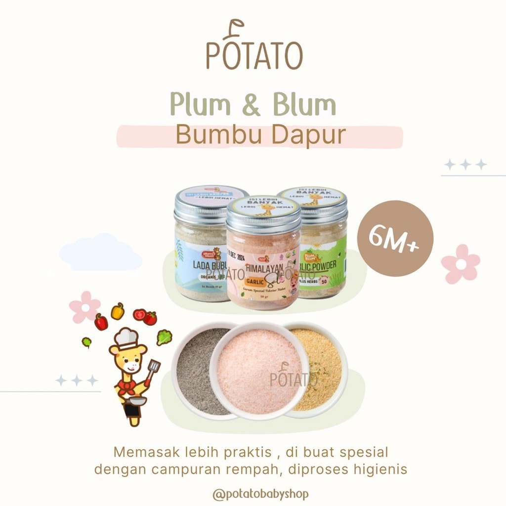 

Plum & Blum Lada Putih Himalayan Salt Garlic Powder Bumbu Dapur Mpasi- 1 Botol