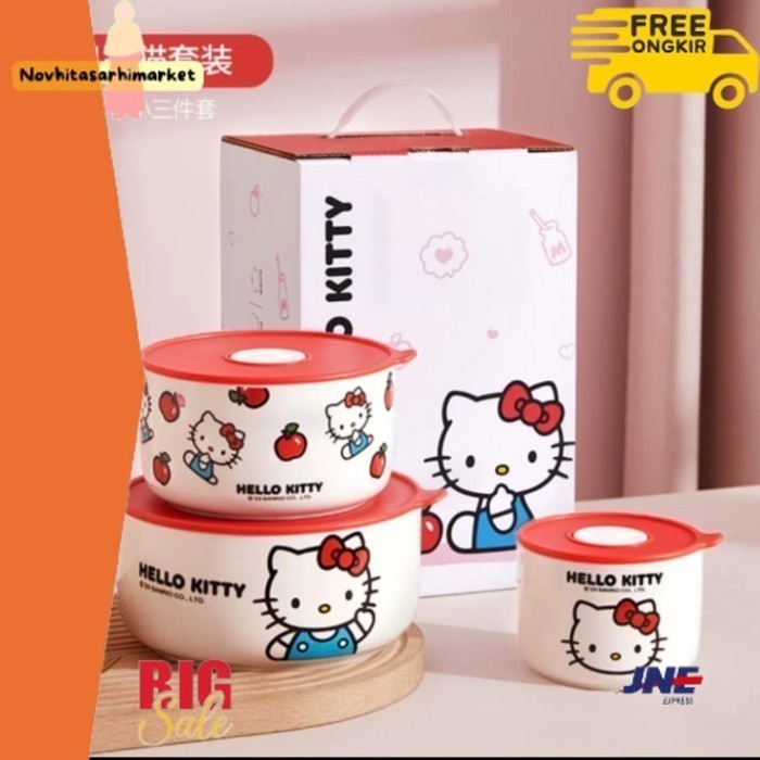 

✨LARIS✨ -Sanrio Hampers Container Bowl Mangkok Set (isi 3 Pcs) - Hello Kitty