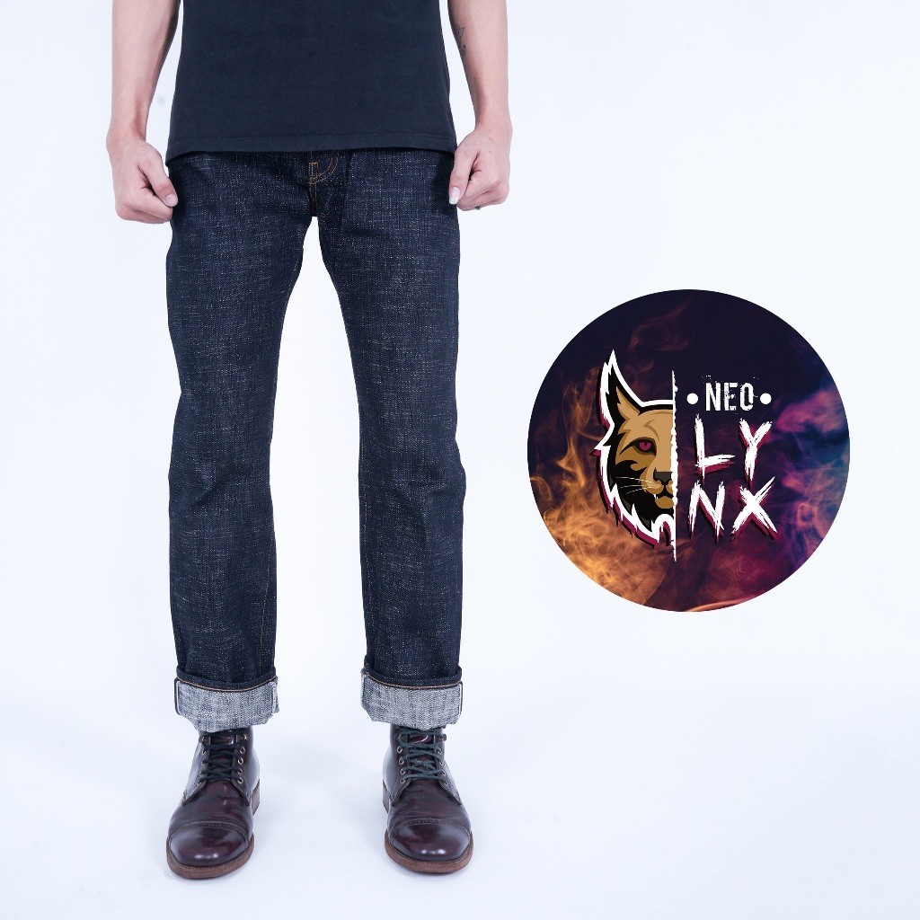 EARTHY GENOVA - Denim Selvedge NEO LYNX 17 Oz Slim Straight Unsanforized - Slim Fit Sanforized Celan