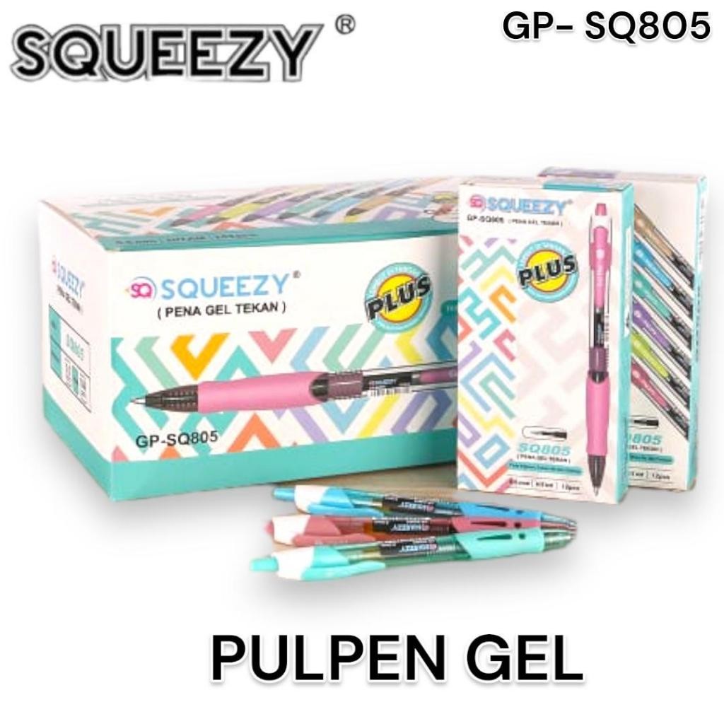 

Squeezy GP-SQ805 Pulpen Gel Tekan / 1 Pack/12 Pcs/0.5 Mm