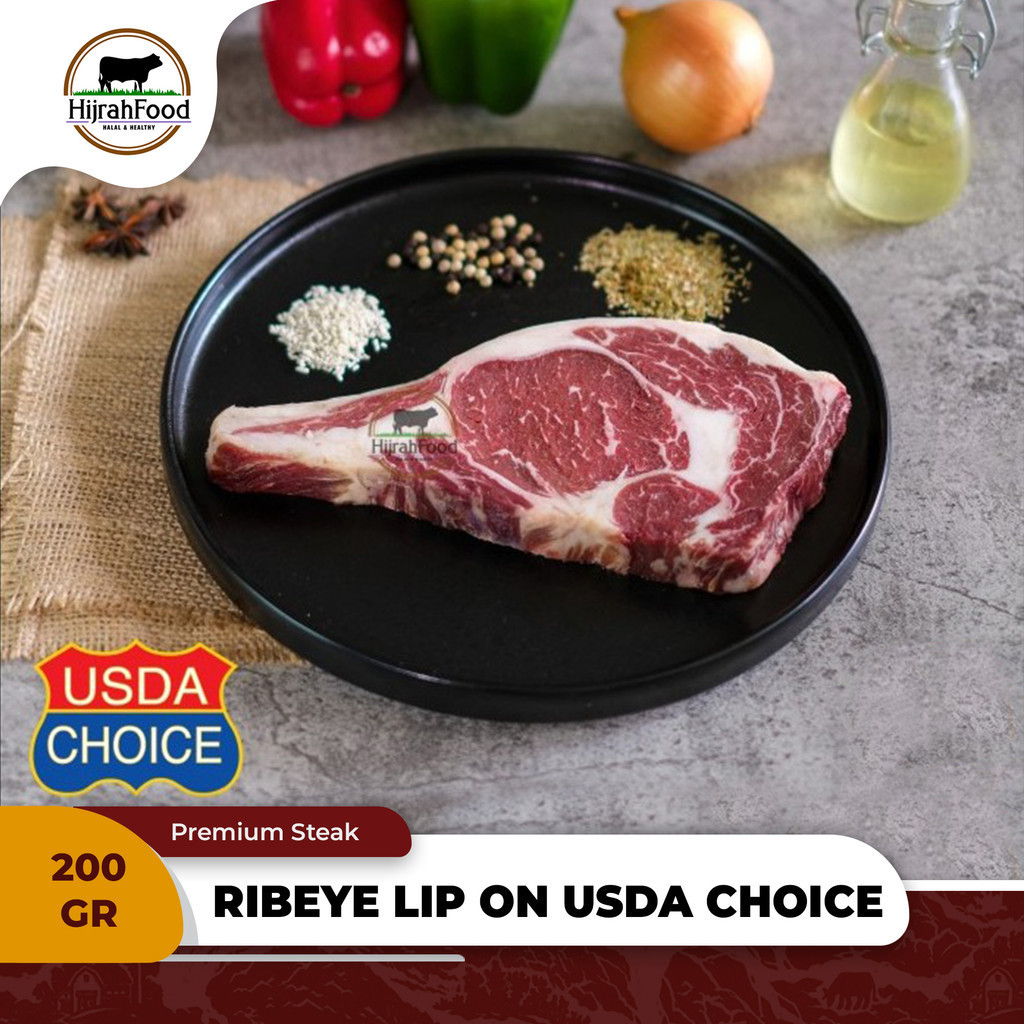 

Ribeye Lip-On USDA Beef Grade Choice US Black Angus Beef Steak Cut