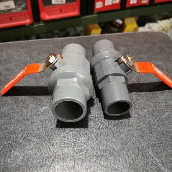 Stop Keran PVC Ball Valve 1/2, 3/4, 1 inch Gagang Besi