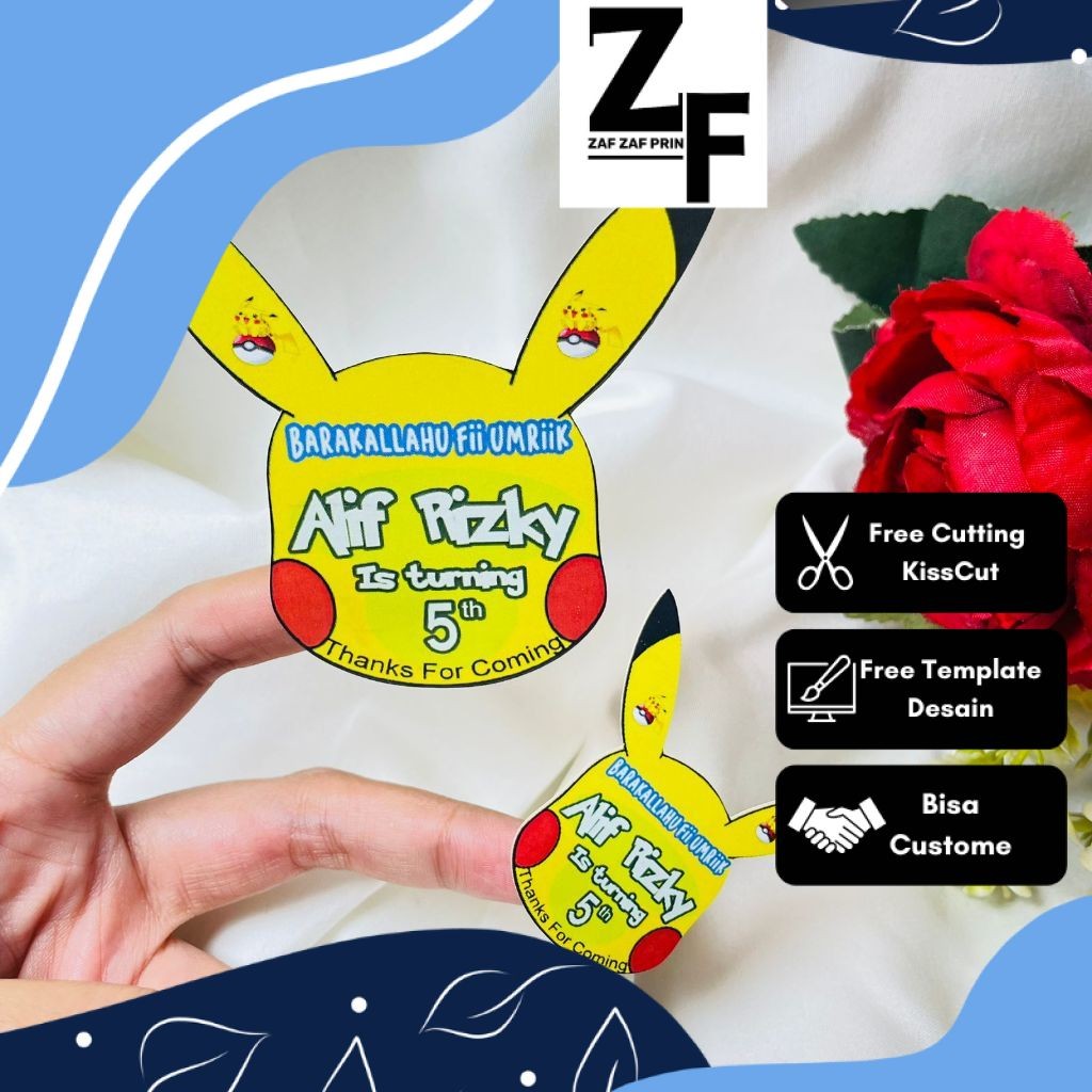 

ZAF Sticker Karakter Ulang Tahun Taun Anak Stiker Hampers Ultah Birthday Bentuk Custom Uk.Besar