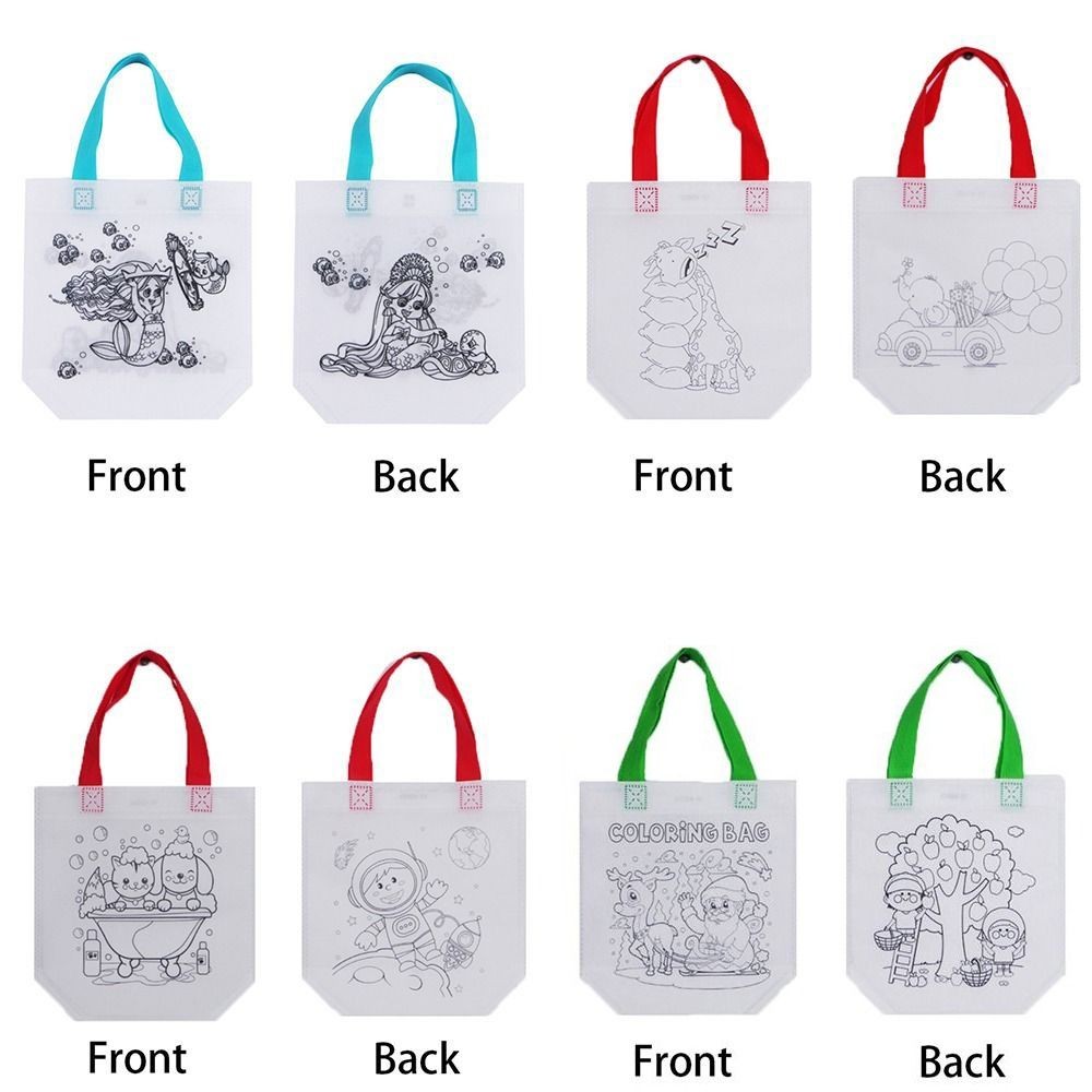 

Double-Sided Non-woven Graffiti Bag Handmade Six-color Washable Watercolor Pen Hand-painted Coloring Bag DIY Handbag Children