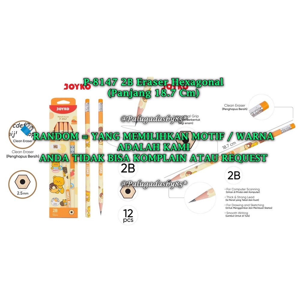 

(1 Pak Isi 12 Pcs) GROSIR Pensil JOYKO P-8147 2B / Pencil Pensil Joyko P-8147 2B (1 Pak Isi 12 Pcs)
