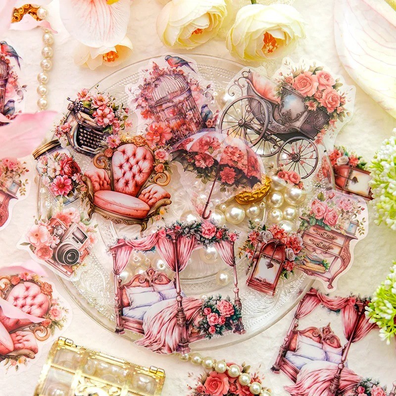 

Mr. Paper 20 sheets/pack, vintage European floral sticker pack, decorative scrapbook 3D sticker scene, junk journaling supplies