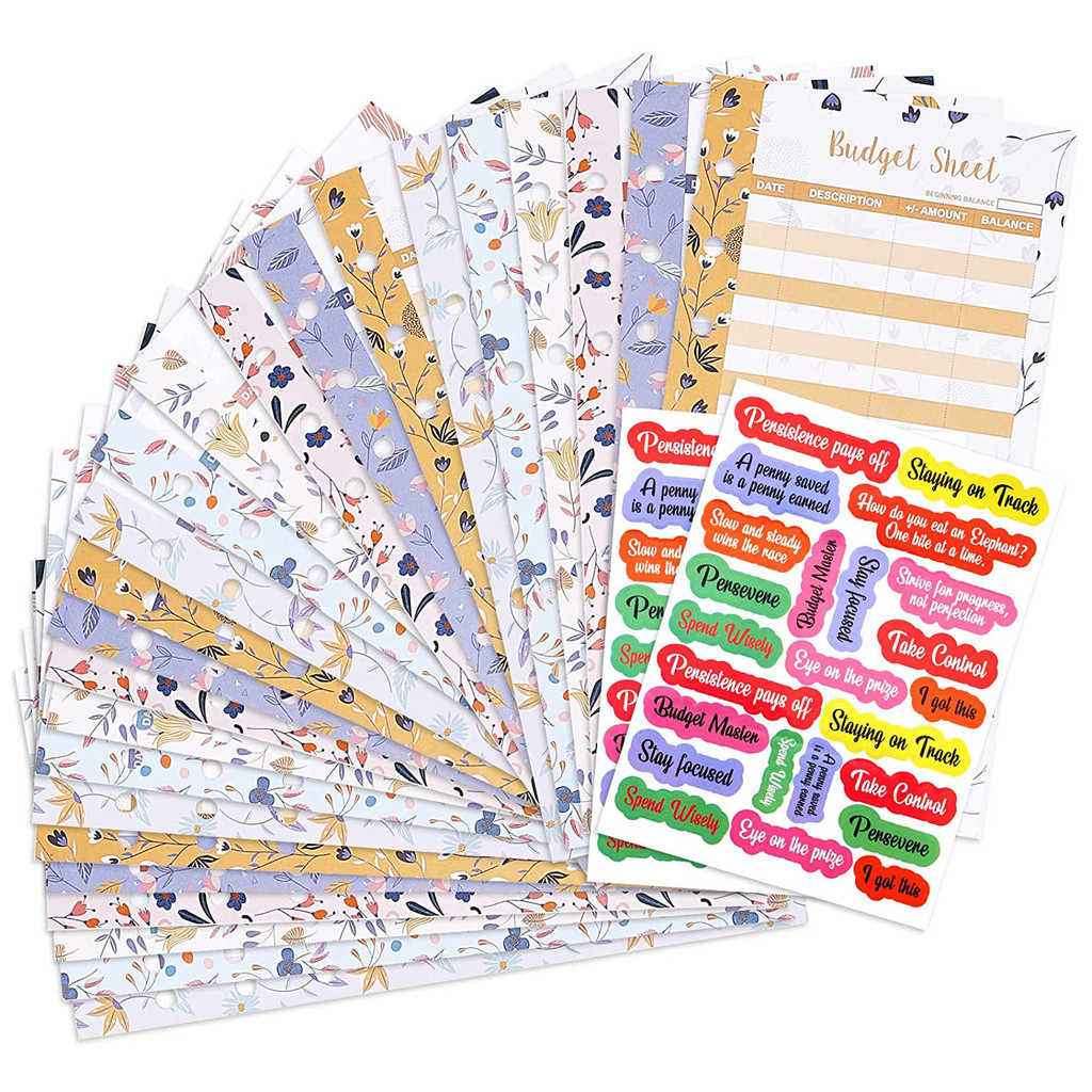 

26 Pieces Expense Tracker Budget Sheet, for A6 Binder Cash Envelope Tracking Saving Budget Planner Wallet, Also Be Used As Gift