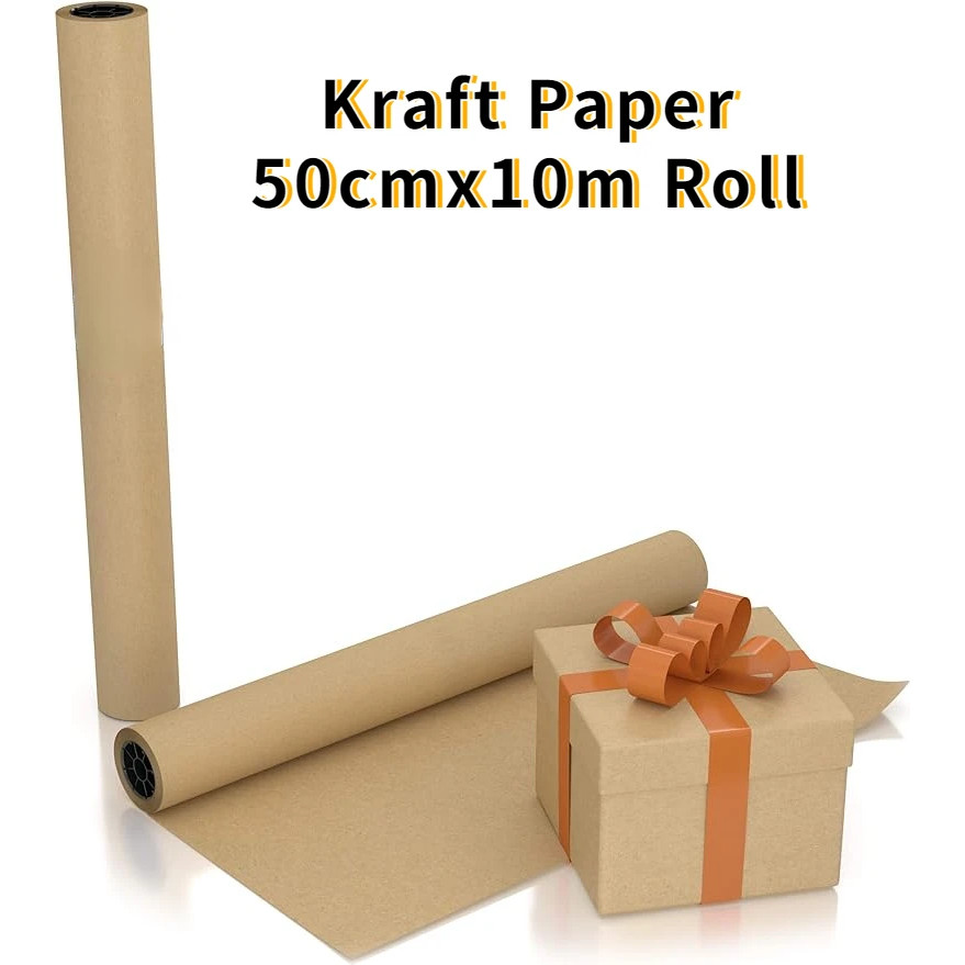 

Large Brown Kraft Paper Roll 50cmx10m 1Roll for Gift Wrapping Packing Moving Postal Shipping Parcel Wall Art Crafts, Floor Cover