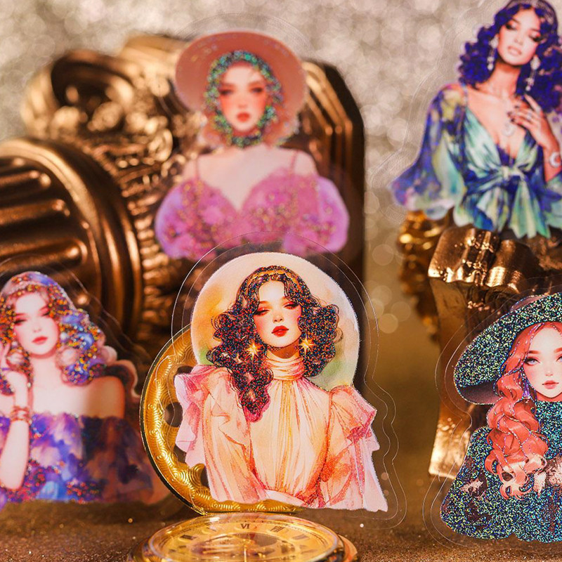 

Mr. Paper 6 styles 10 / pack PET material stickers glitter goddess series DIY handbook decorative stickers