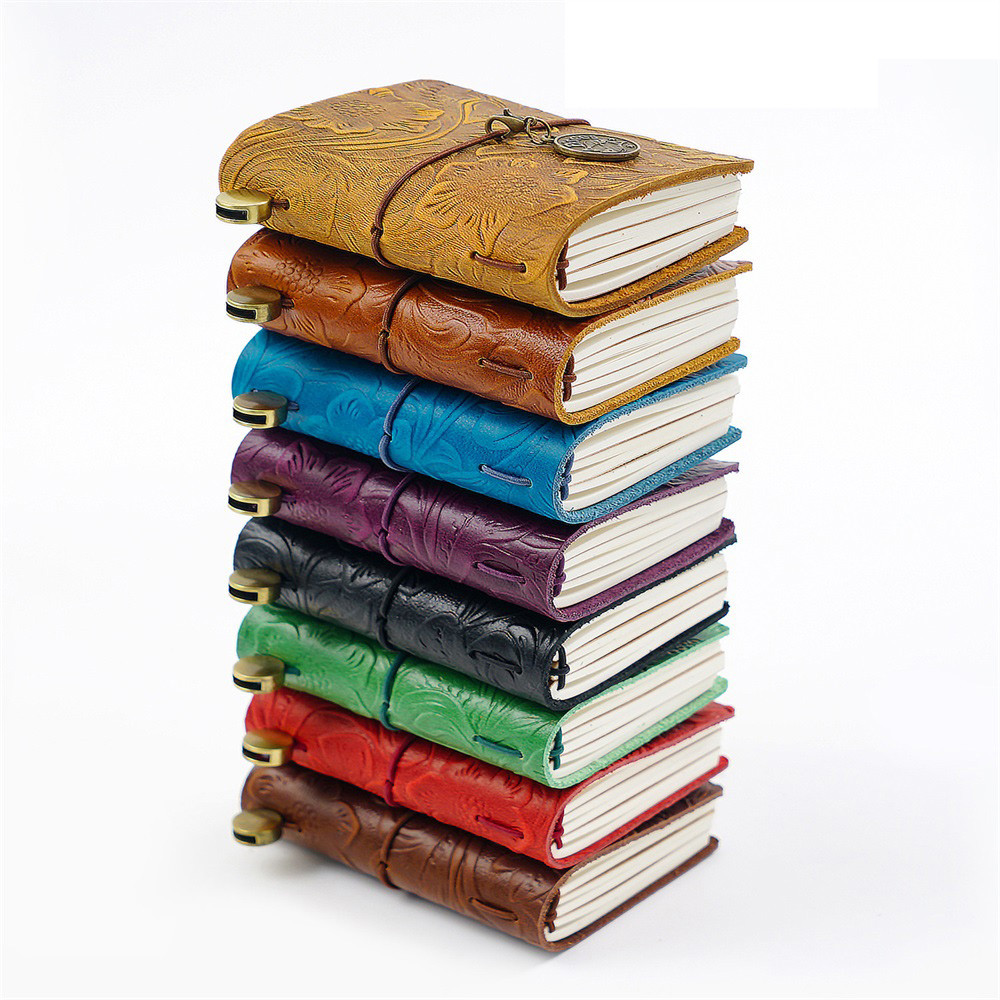 

12 Zodiac Signs Journal Personalized Pendants Real Leather Small Notebooks Blank Paper 128 Pages Cute DIY Planner Vintage Gift