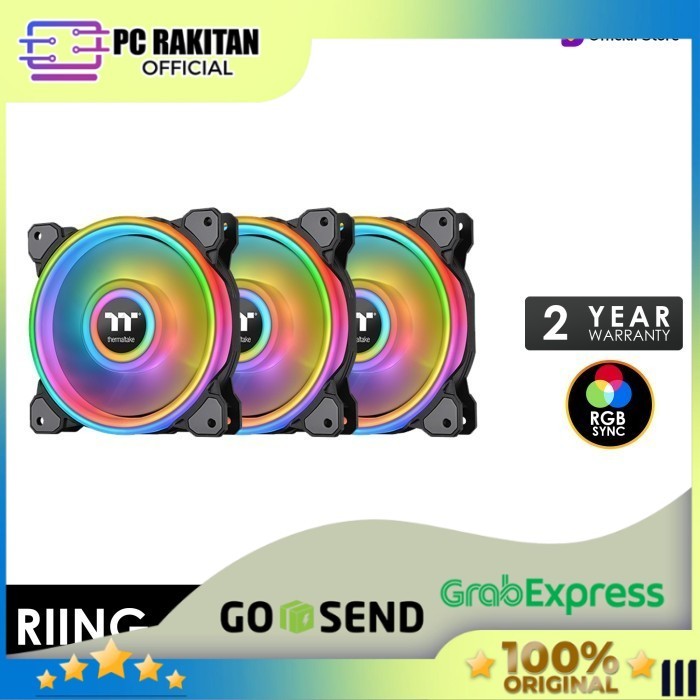 THERMALTAKE CASE FAN RIING QUAD 12 RGB (3X FANS + CON + 500-2000RPM) BLACK