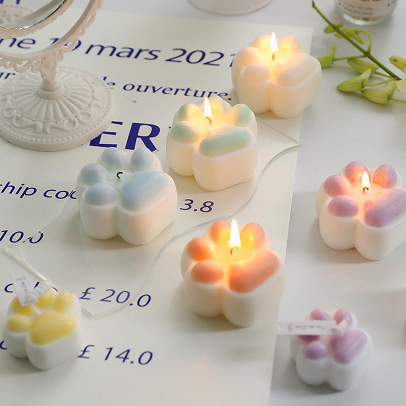 

2Holes Cat Paw Candle Silicone Mold DIY Baking Mold Candle Soap Making Mould Cute Keychain Resin Molds Arts Home Decoration